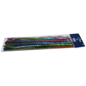 Chenille i glitter og mix farver 30 cm. - 8 mm. 24 stk. til hobby