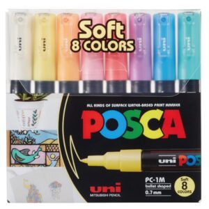 posca tuscher sæt - posca pc-1m sæt med 8 softcolors