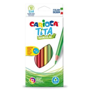Carioca farveblyanter trekantede 3 mm til børn - pakke med 12 stk.