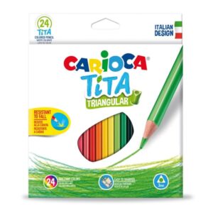 Carioca farveblyanter trekantede 3 mm til børn - pakke med 24 stk.