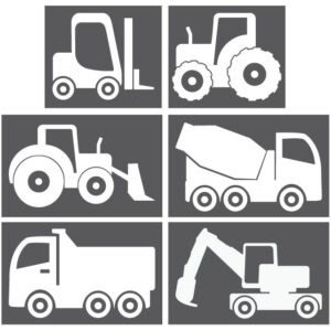 Maleskabelon arbejdsmaskiner, traktor og lastbil - Stort udvalg af maleskabeloner i pakker med forskellige motiver