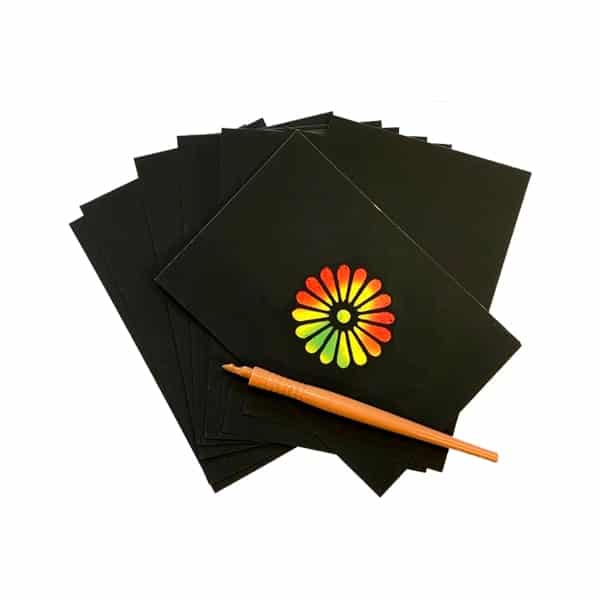 Skrabepapir og skrabe billeder i regnbuefarver - Stort udvalg af hobbymaterialer til børn
