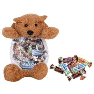 Bamse med slik - Lille bamse med mars miniature mix