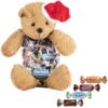 Bamse med slik - Stor bamse med nissehue og mars miniature chokolader